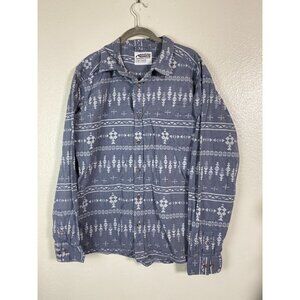 Mountain Khakis Mens Classic Fit Button-Up Shirt Size XL Aztec Cotton Blue White